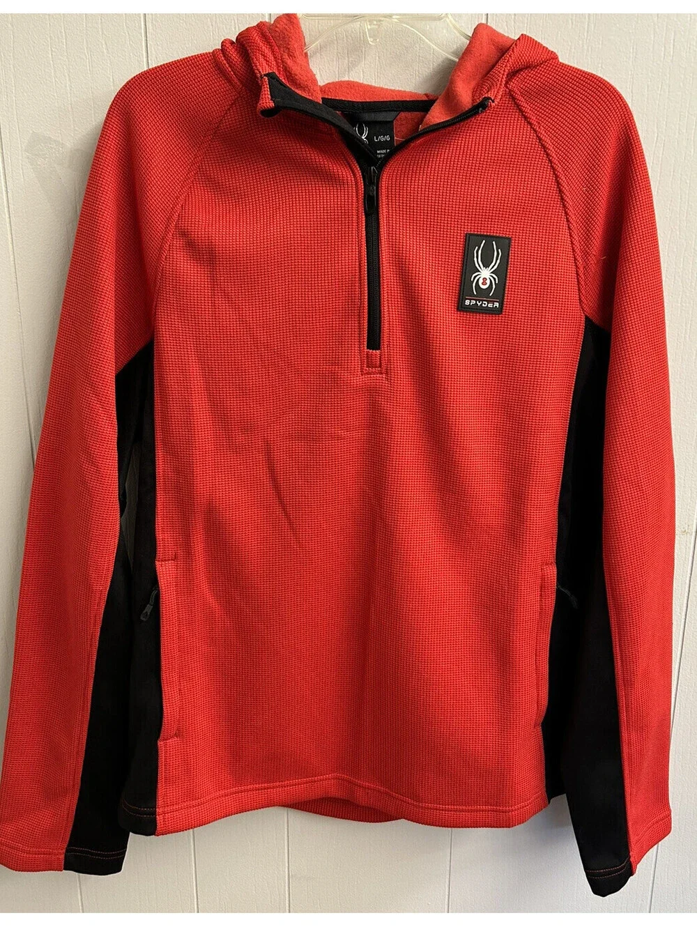 Spyder Mens Hoodie. Red With Black Sides & Part Of Sleeves. 1/4 Zip. Size L. NWT